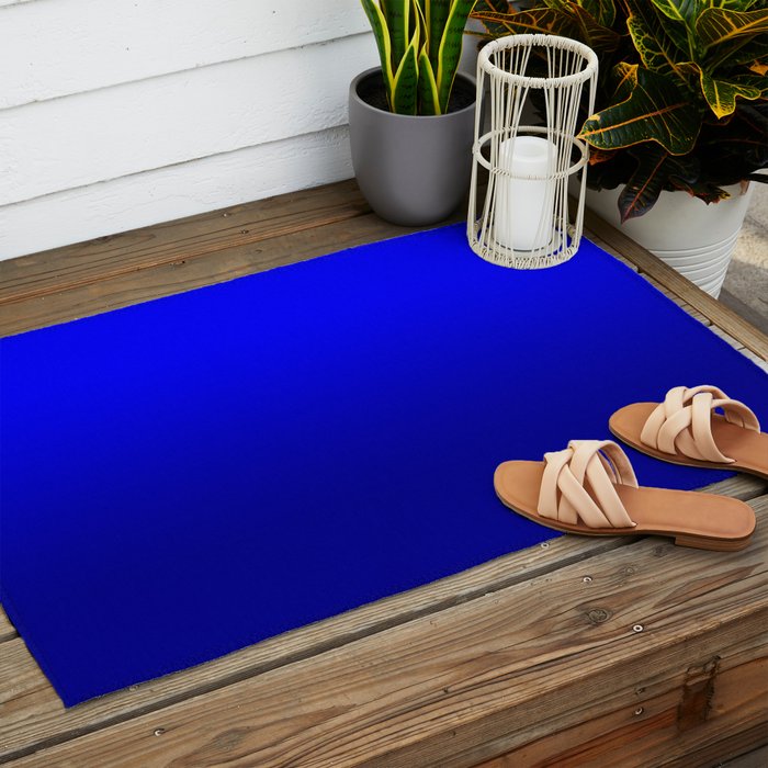 Bright Cobalt and Dark Blue Ombre Outdoor Rug Gallery Image 2