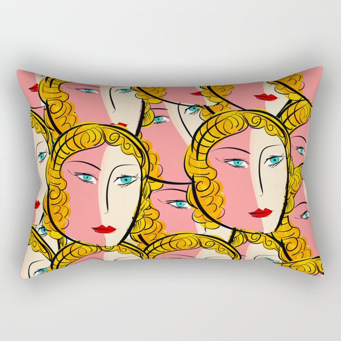 Comics Pop Girl Pattern Rectangular Pillow Gallery Image 2