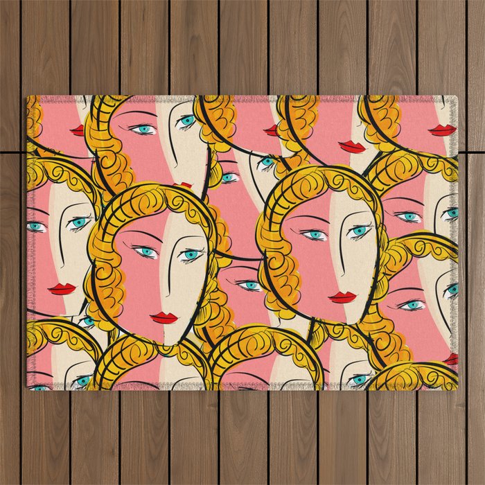 Comics Pop Girl Pattern Outdoor Rug Gallery Image 1