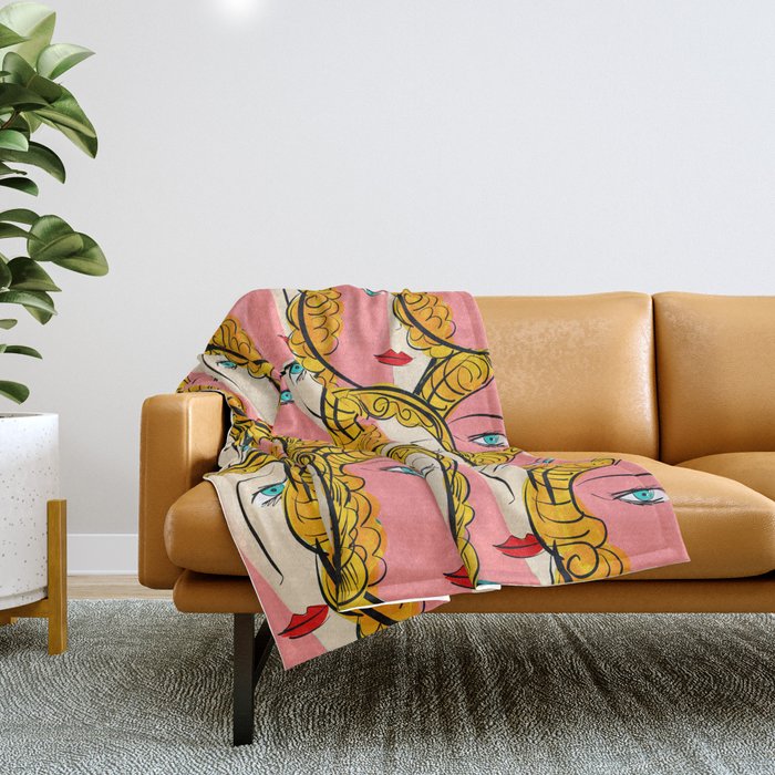 Comics Pop Girl Pattern Throw Blanket Gallery Image 1