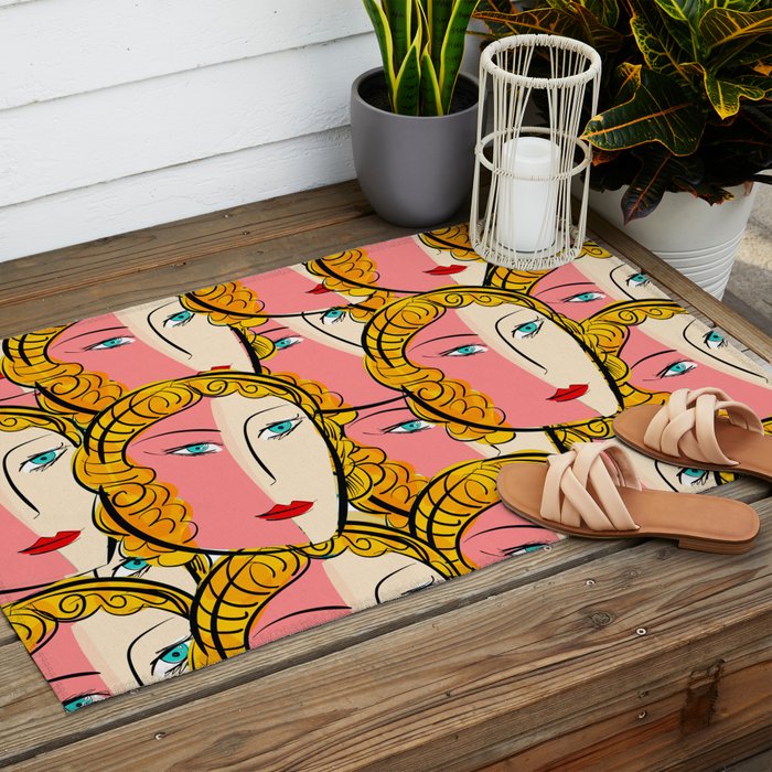 Comics Pop Girl Pattern Outdoor Rug Gallery Image 2