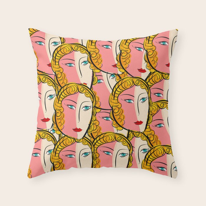 Comics Pop Girl Pattern Throw Pillow Gallery Image 6