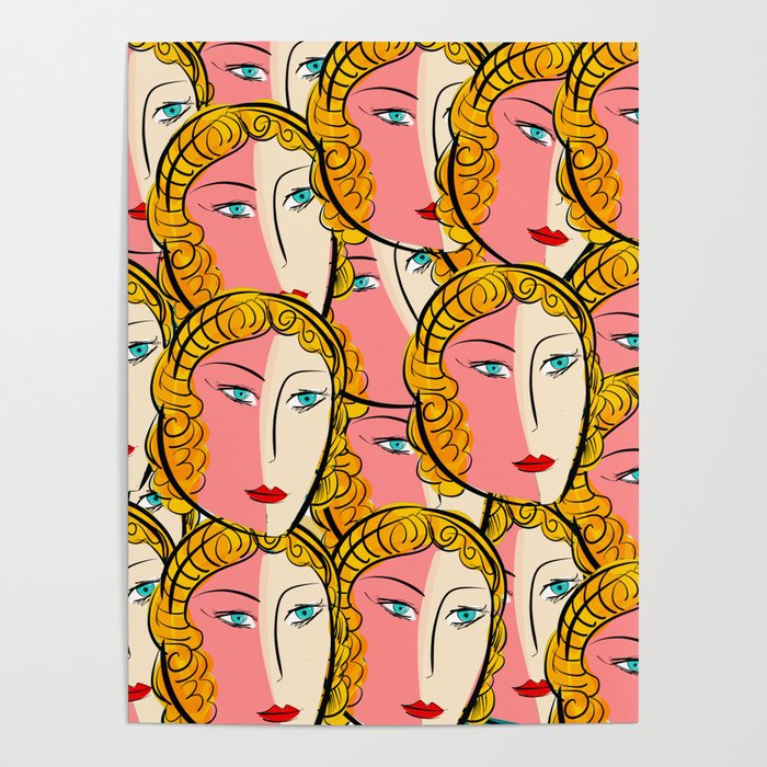Comics Pop Girl Pattern Poster Gallery Image 1