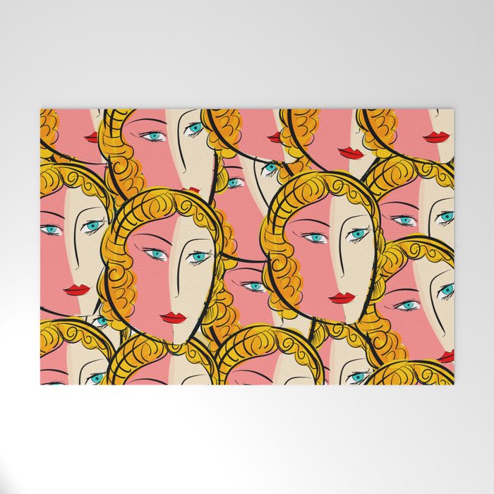 Comics Pop Girl Pattern Welcome Mat Gallery Image 1