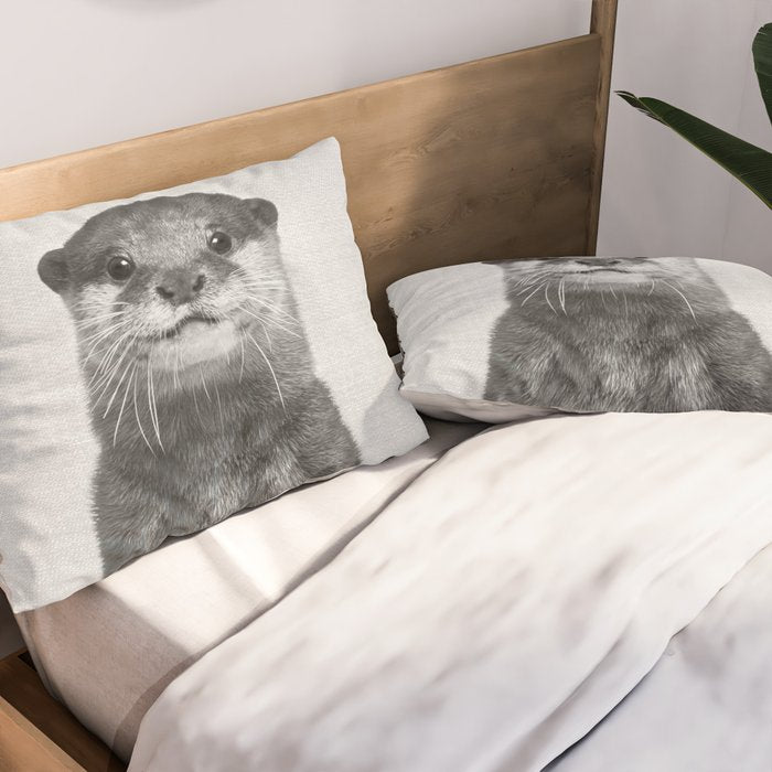 Otter - Black & White Pillow Sham Gallery Image 2