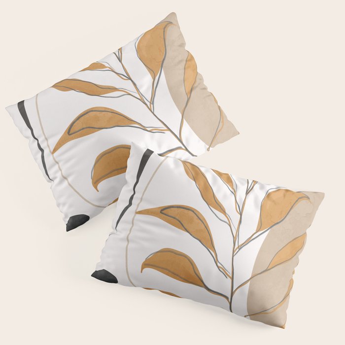 Minimal Abstract Art Tropical Leaf  Pillow Sham Gallery Image 3