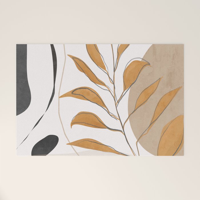 Minimal Abstract Art Tropical Leaf  Welcome Mat Gallery Image 1