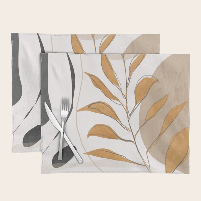 Minimal Abstract Art Tropical Leaf  Placemat Gallery Image 1