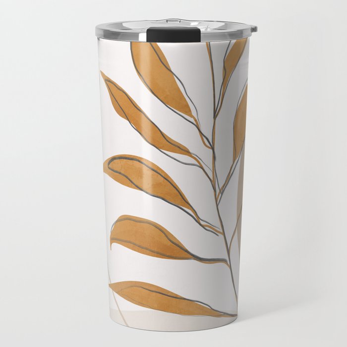 Minimal Abstract Art Tropical Leaf  Travel Mug Gallery Image 1