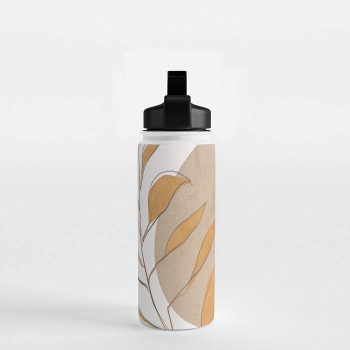 Minimal Abstract Art Tropical Leaf  Water Bottle Gallery Image 2
