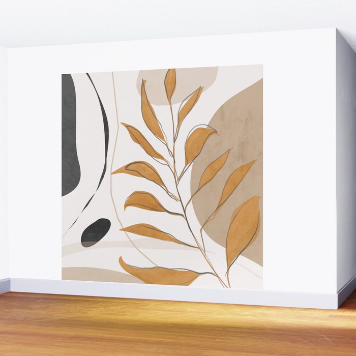 Minimal Abstract Art Tropical Leaf  Wall Mural Gallery Image 2