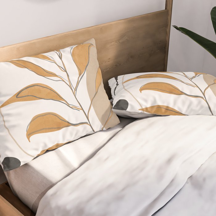 Minimal Abstract Art Tropical Leaf  Pillow Sham Gallery Image 2