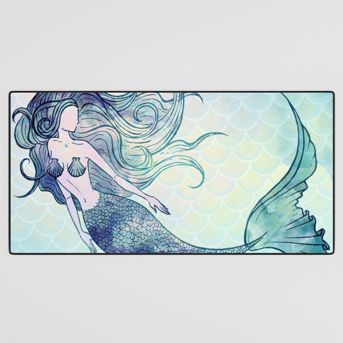 Watercolor Mermaid Desk Mat Gallery Image 3