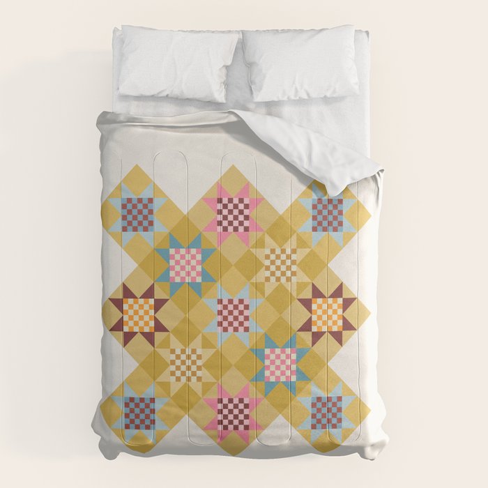 Checkerboard Quilt Shapes - Multicolor Gold Comforter Gallery Image 6