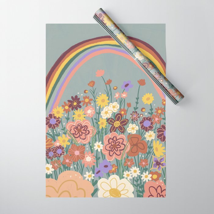 Retro meadow Wrapping Paper Gallery Image 1