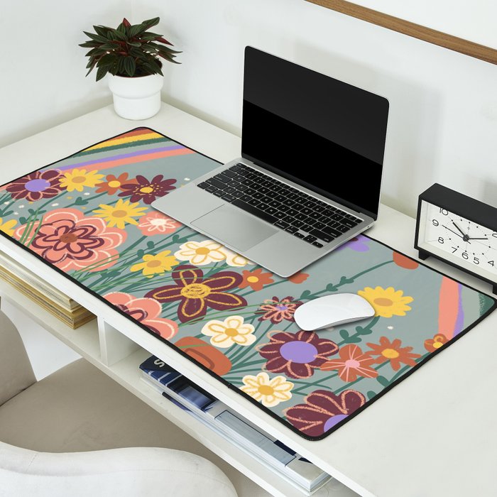 Retro meadow Desk Mat Gallery Image 2