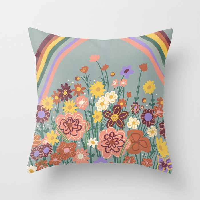 Retro meadow Throw Pillow Gallery Image 6