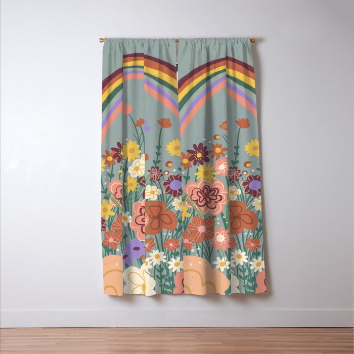 Retro meadow Window Curtain Gallery Image 3