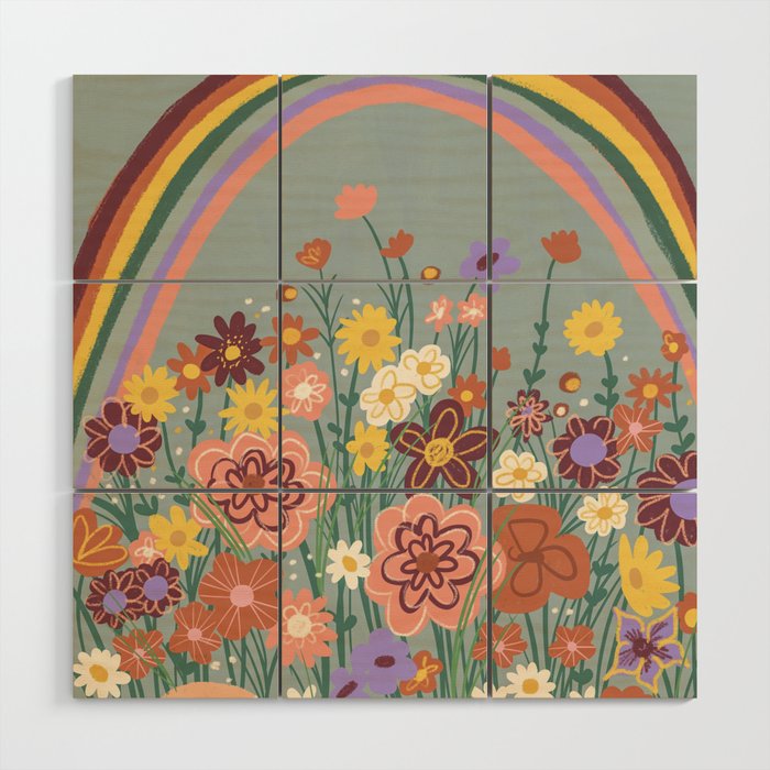 Retro meadow Wood Wall Art Gallery Image 1