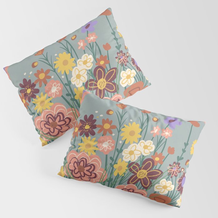 Retro meadow Pillow Sham Gallery Image 3