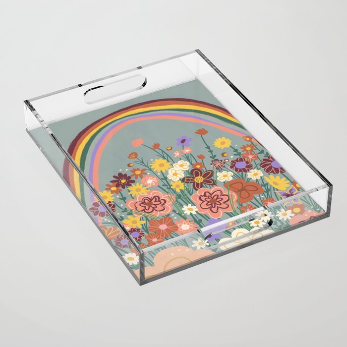 Retro meadow Acrylic Tray Gallery Image 1