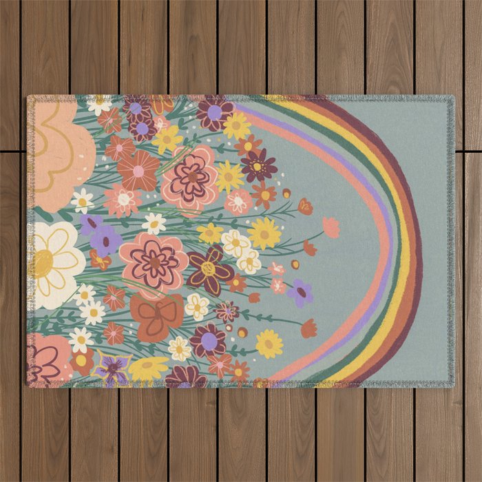 Retro meadow Outdoor Rug Gallery Image 1