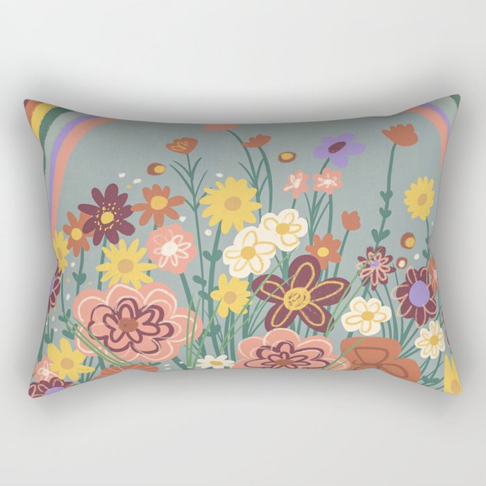Retro meadow Rectangular Pillow Gallery Image 1