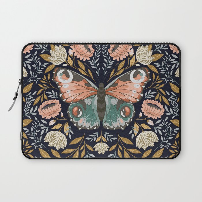 William Morris Inspired Butterfly Pattern - Midnight Garden Laptop Sleeve Gallery Image 1