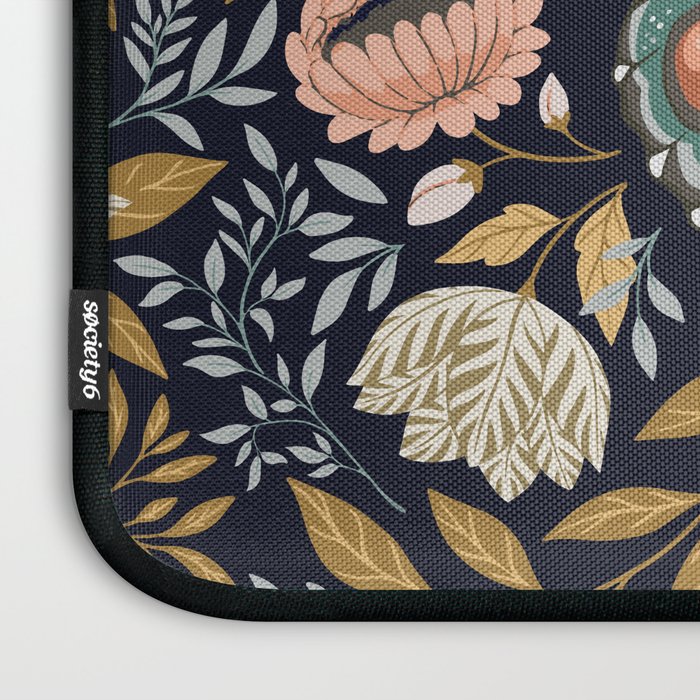 William Morris Inspired Butterfly Pattern - Midnight Garden Laptop Sleeve Gallery Image 3