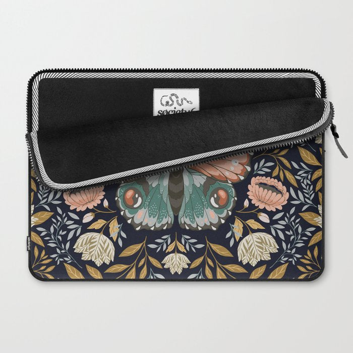 William Morris Inspired Butterfly Pattern - Midnight Garden Laptop Sleeve Gallery Image 2