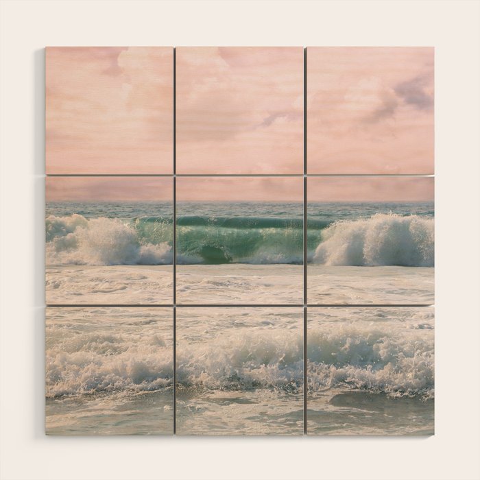 Tropical Beach Wave Roll Wood Wall Art Gallery Image 1