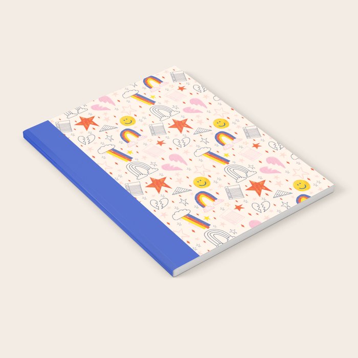 Happy Smiley Face & Retro Rainbows in Dusty Pink Notebook Gallery Image 1