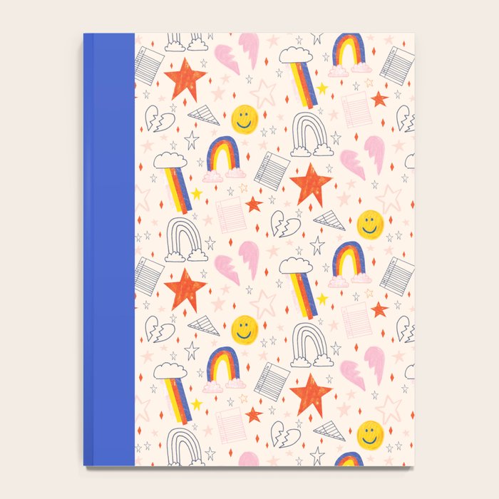 Happy Smiley Face & Retro Rainbows in Dusty Pink Notebook Gallery Image 4