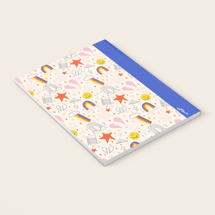 Happy Smiley Face & Retro Rainbows in Dusty Pink Notebook Gallery Image 3
