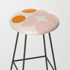 Mid Century Modern Geometric 43 in Coral Orange (Rainbow and Sun Abstraction) Stool Gallery Image 2