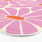 Big Daisy - Groovy Flower - Pink and Orange Bath Mat Gallery Image 3