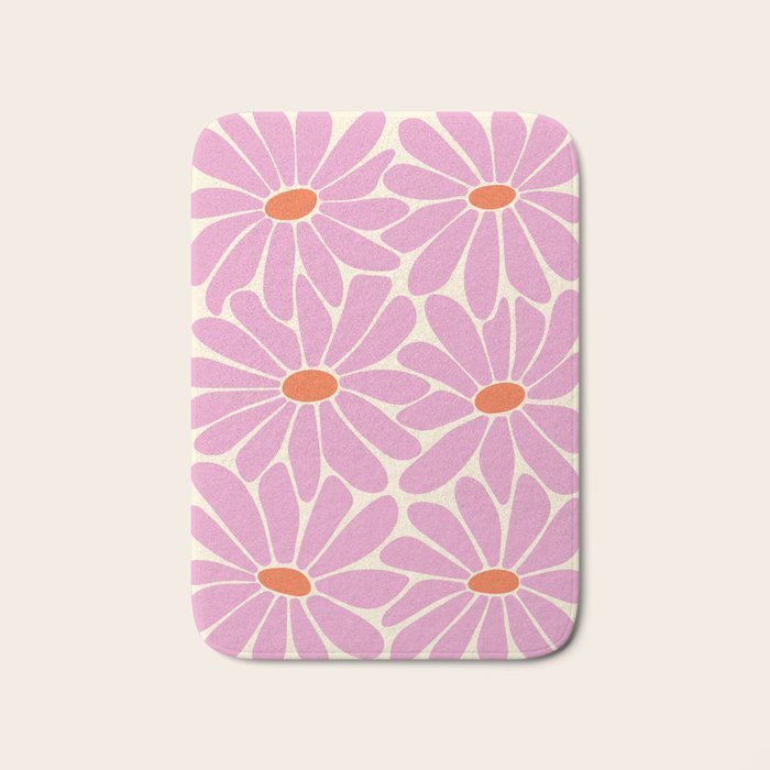Big Daisy - Groovy Flower - Pink and Orange Bath Mat Gallery Image 1