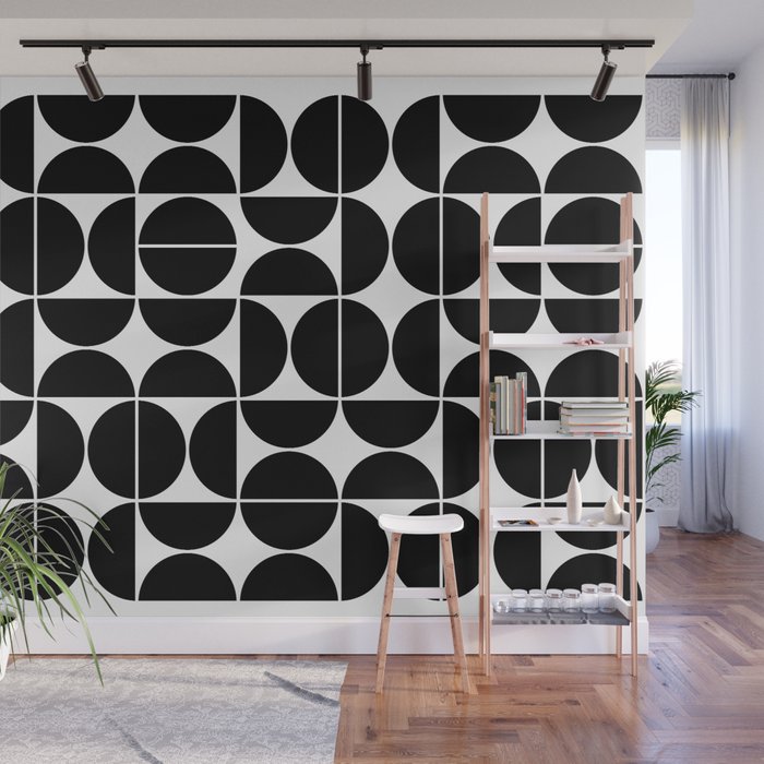 Mid Century Modern Geometric 04 Black Wall Mural Gallery Image 1