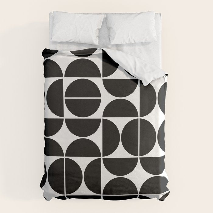 Mid Century Modern Geometric 04 Black Duvet Cover Gallery Image 6