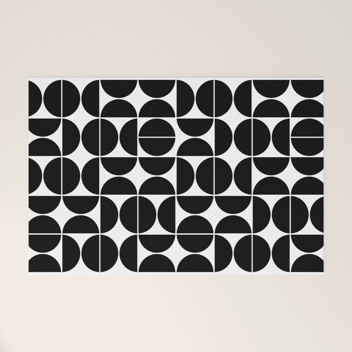 Mid Century Modern Geometric 04 Black Welcome Mat Gallery Image 1