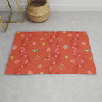 Whimsical Tiny Toys & Pine Branches in Red Rug Gallery Image 1