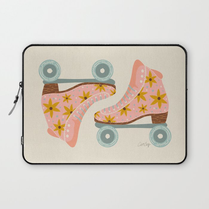Retro Roller Skates - Blush & Mint Palette Laptop Sleeve Gallery Image 1