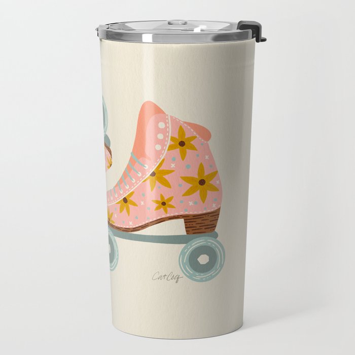 Retro Roller Skates - Blush & Mint Palette Travel Mug Gallery Image 2