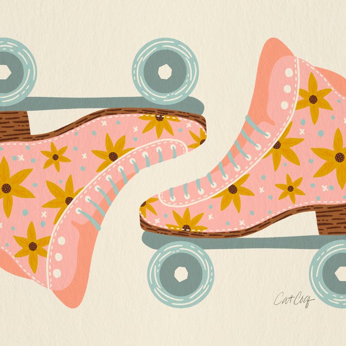 Retro Roller Skates - Blush & Mint Palette Coffee Mug Gallery Image 2
