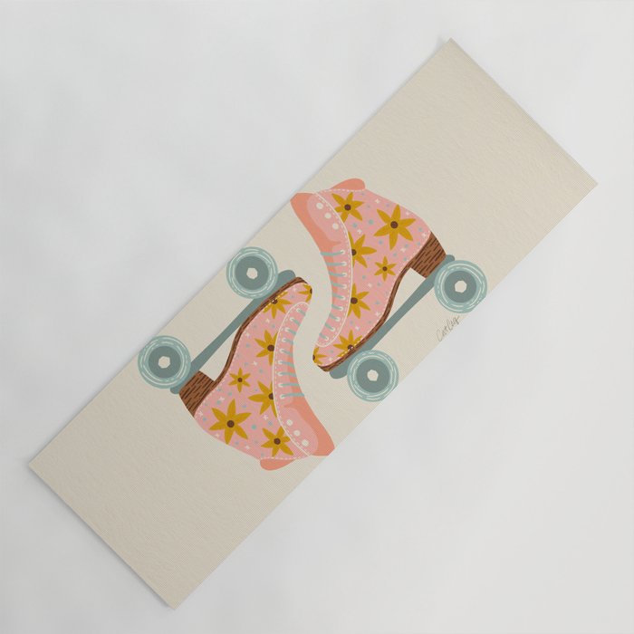 Retro Roller Skates - Blush & Mint Palette Yoga Mat Gallery Image 1
