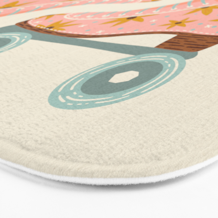 Retro Roller Skates - Blush & Mint Palette Bath Mat Gallery Image 3