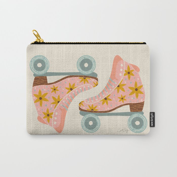 Retro Roller Skates - Blush & Mint Palette Carry All Pouch Gallery Image 1