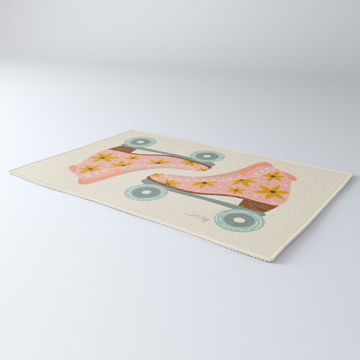 Retro Roller Skates - Blush & Mint Palette Rug Gallery Image 3
