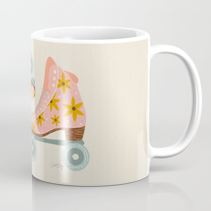 Retro Roller Skates - Blush & Mint Palette Coffee Mug Gallery Image 1