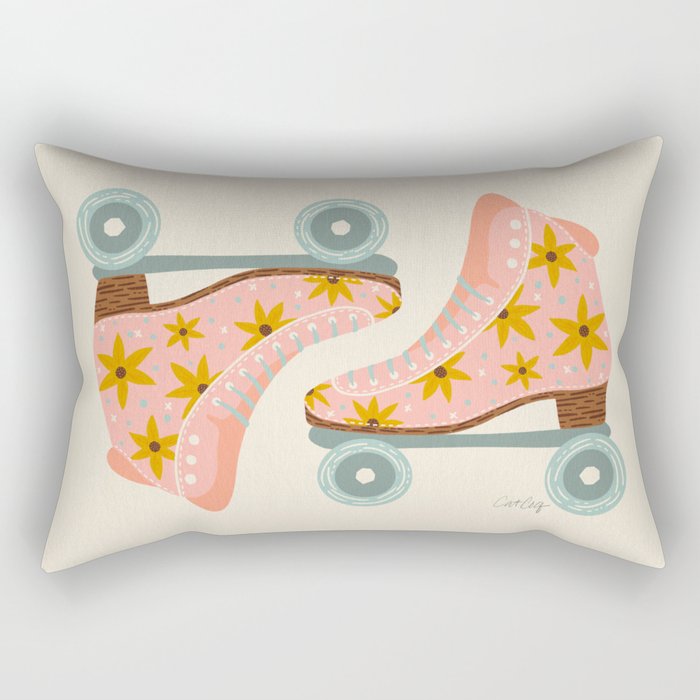 Retro Roller Skates - Blush & Mint Palette Rectangular Pillow Gallery Image 2